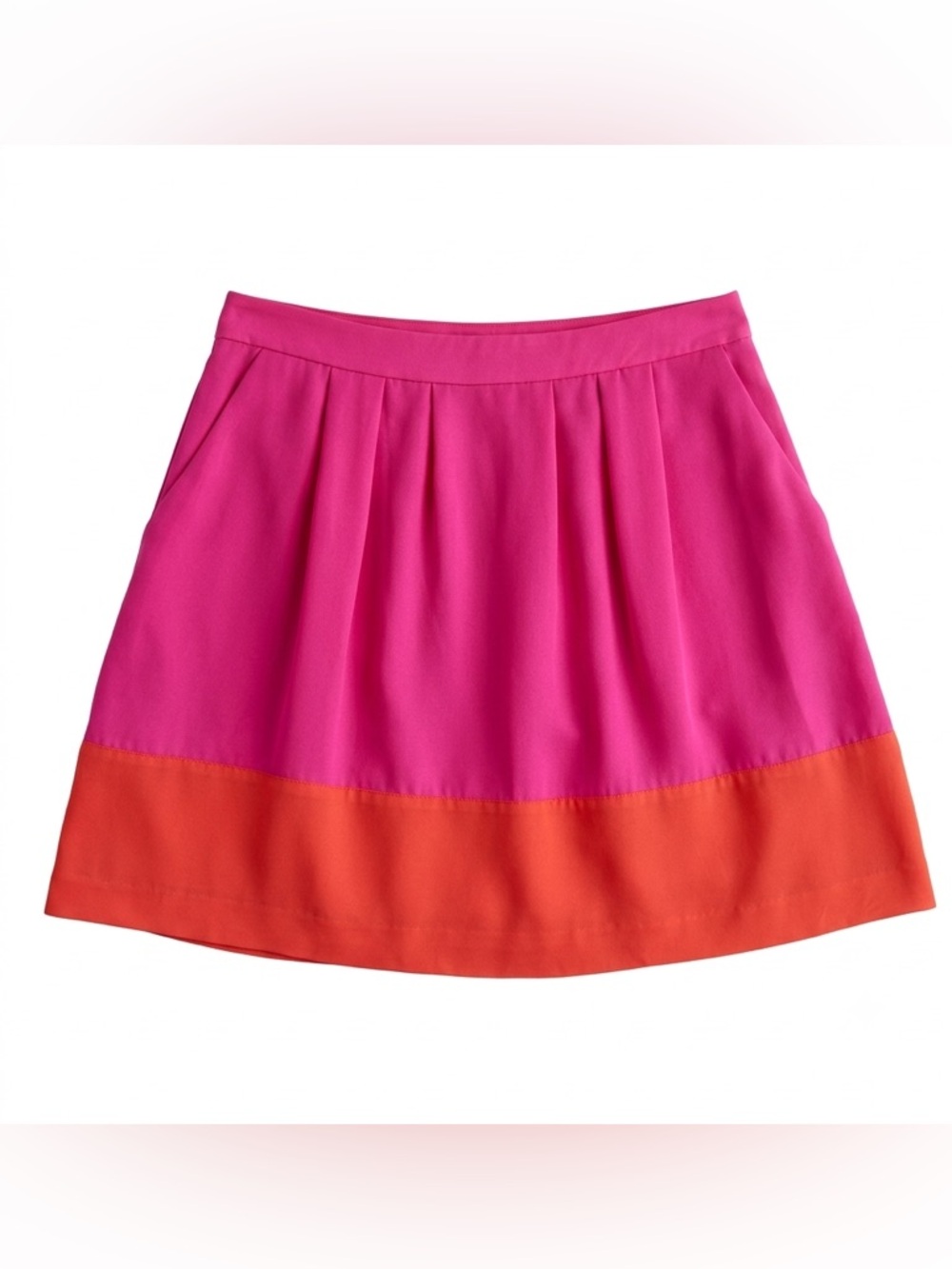 J. Crew Factory Bright Pink Orange A-Line Colorblock Mini Skirt Size 2